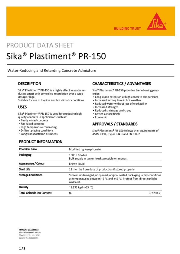 thumbnail of Sika Plastiment-PR-150