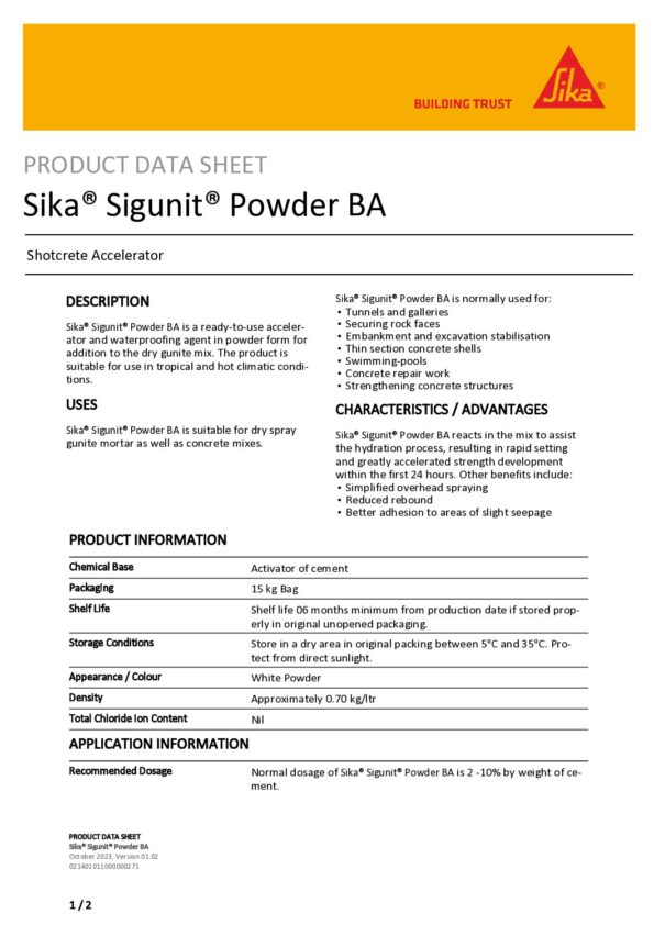 thumbnail of Sika® Sigunit® Powder BA