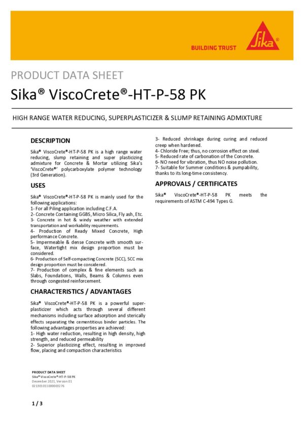 thumbnail of Sika Viscocrete-HT-P-58 PK