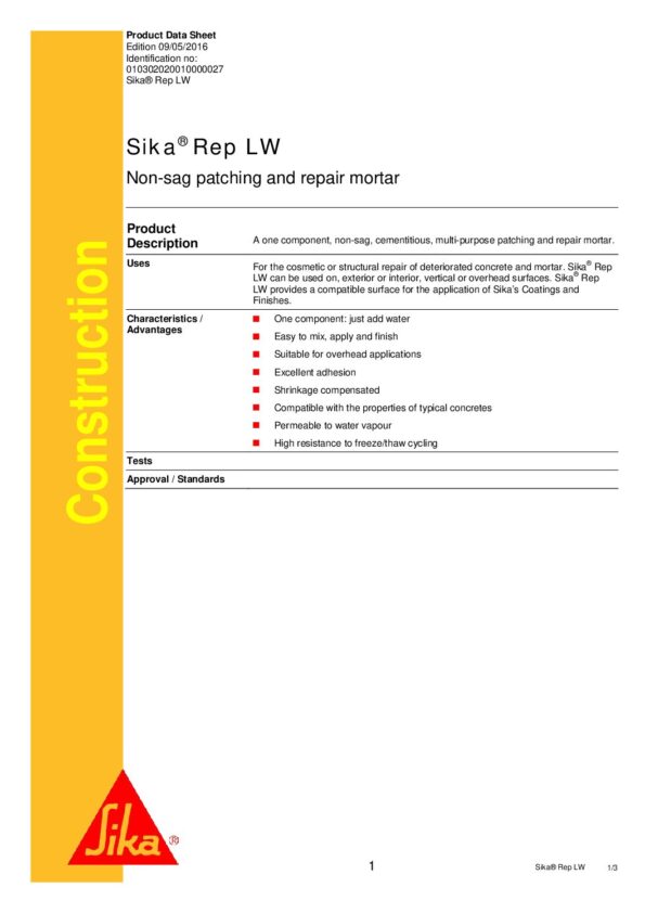 thumbnail of Sika Rep LW