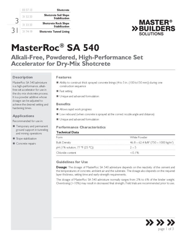 thumbnail of masterroc-sa-540-tds