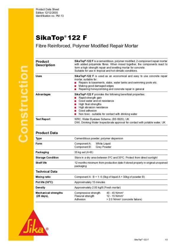 thumbnail of sikatop-122-f-repair-mortar