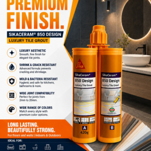 SikaCeram 850 Design luxury tile grout by Sika - shrink, crack and mold resistant epoxy grout for floors and walls, supplied by MCT Chemicals Pakistan