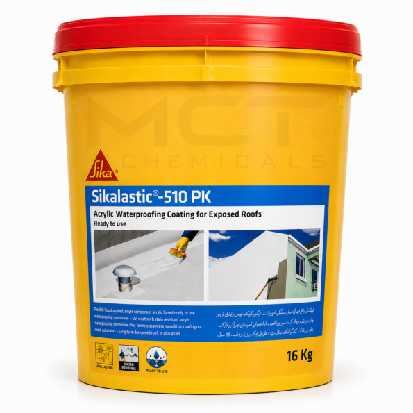 Sikalastic®-510 PK acrylic waterproofing coating for exposed roofs, 16 kg pail, from MCT Chemicals
