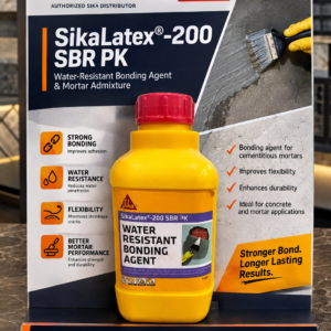 SikaLatex-200 SBR PK water resistant bonding agent by Sika - styrene butadiene rubber admixture that improves adhesion, flexibility and durability of cementitious mortars, supplied by MCT Chemicals Pakistan