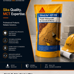 SikaLite-101 PK powder waterproofer by Sika - integral waterproofing admixture for concrete and cement sand mortar in tropical and hot climates, supplied by MCT Chemicals Pakistan