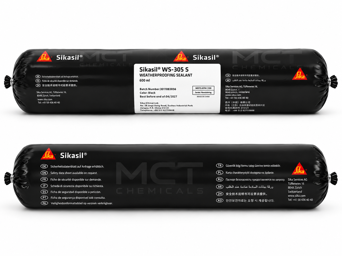 Sikasil® WS-305 S black weatherproofing sealant, 600 ml sausage, from MCT Chemicals