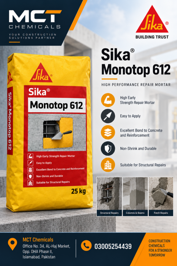 Sika MonoTop®-612 one-component, fibre-reinforced, silica-fume structural repair mortar